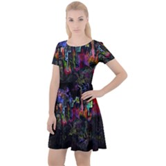 Grunge Paint Splatter Splash Ink Cap Sleeve Velour Dress  by Wegoenart