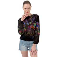 Grunge Paint Splatter Splash Ink Banded Bottom Chiffon Top by Wegoenart