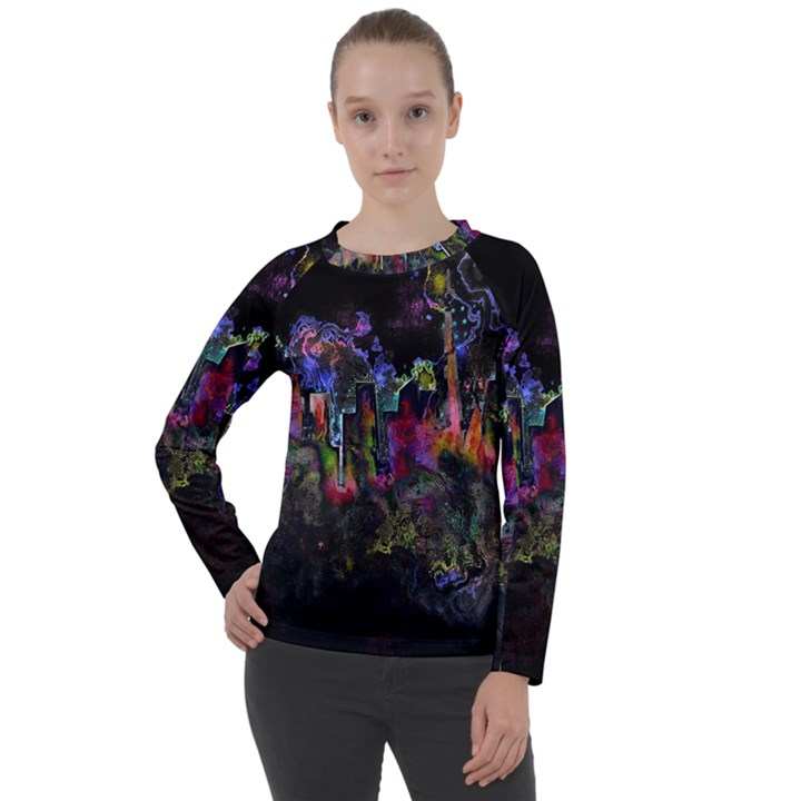 Grunge Paint Splatter Splash Ink Women s Long Sleeve Raglan Tee