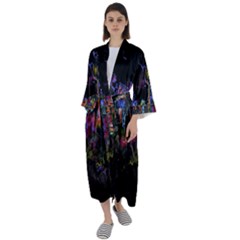 Grunge Paint Splatter Splash Ink Maxi Satin Kimono