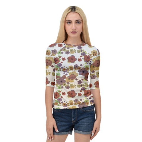 Multicolored Floral Collage Print Quarter Sleeve Raglan Tee by dflcprintsclothing