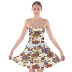 Multicolored Floral Collage Print Strapless Bra Top Dress by dflcprintsclothing