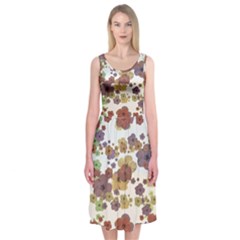 Multicolored Floral Collage Print Midi Sleeveless Dress by dflcprintsclothing