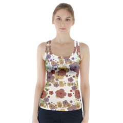 Multicolored Floral Collage Print Racer Back Sports Top