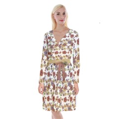 Multicolored Floral Collage Print Long Sleeve Velvet Front Wrap Dress by dflcprintsclothing