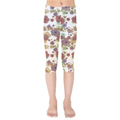 Multicolored Floral Collage Print Kids  Capri Leggings 