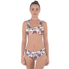 Multicolored Floral Collage Print Criss Cross Bikini Set