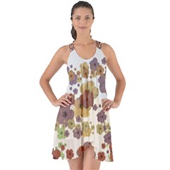 Multicolored Floral Collage Print Show Some Back Chiffon Dress by dflcprintsclothing