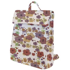 Multicolored Floral Collage Print Flap Top Backpack by dflcprintsclothing