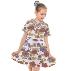 Multicolored Floral Collage Print Kids  Short Sleeve Shirt Dress