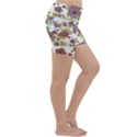 Multicolored Floral Collage Print Lightweight Velour Yoga Shorts View3