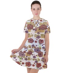 Multicolored Floral Collage Print Short Sleeve Shoulder Cut Out Dress  by dflcprintsclothing