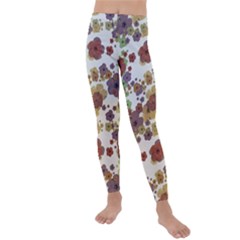 Multicolored Floral Collage Print Kids  Lightweight Velour Leggings by dflcprintsclothing