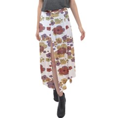 Multicolored Floral Collage Print Velour Split Maxi Skirt by dflcprintsclothing