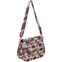 Multicolored Floral Collage Print Saddle Handbag