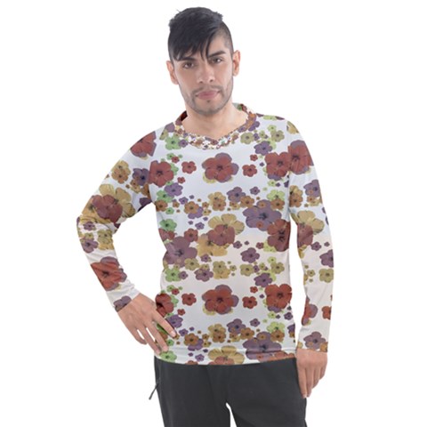 Multicolored Floral Collage Print Men s Pique Long Sleeve Tee by dflcprintsclothing