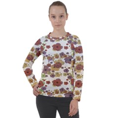 Multicolored Floral Collage Print Women s Long Sleeve Raglan Tee