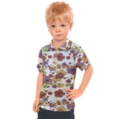 Multicolored Floral Collage Print Kids  Polo Tee