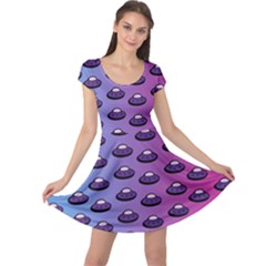 Ufo Alien Pattern Cap Sleeve Dress by Wegoenart