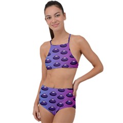 Ufo Alien Pattern High Waist Tankini Set