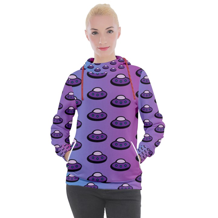 Ufo Alien Pattern Women s Hooded Pullover