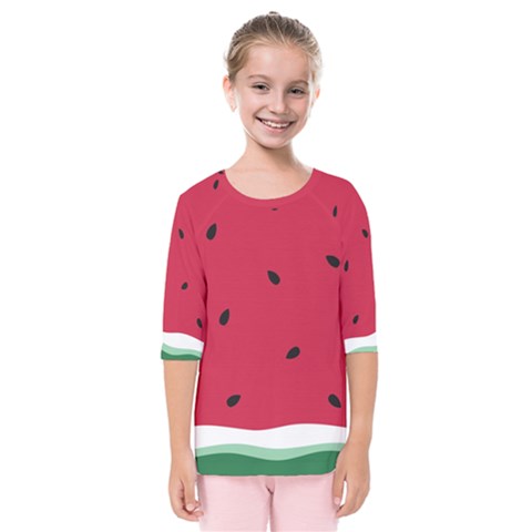 Minimalist Summer Watermelon Wallpaper Kids  Quarter Sleeve Raglan Tee by Nexatart