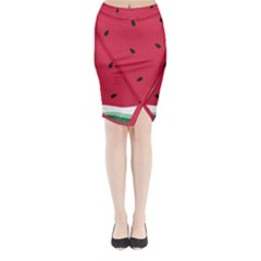 Minimalist Summer Watermelon Wallpaper Midi Wrap Pencil Skirt by Nexatart