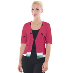 Minimalist Summer Watermelon Wallpaper Cropped Button Cardigan by Nexatart