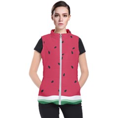 Minimalist Summer Watermelon Wallpaper Women s Puffer Vest