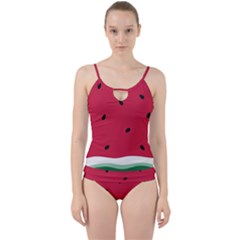 Minimalist Summer Watermelon Wallpaper Cut Out Top Tankini Set by Nexatart