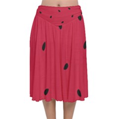 Minimalist Summer Watermelon Wallpaper Velvet Flared Midi Skirt by Nexatart