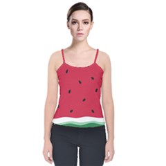 Minimalist Summer Watermelon Wallpaper Velvet Spaghetti Strap Top by Nexatart