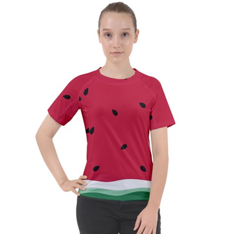 Minimalist Summer Watermelon Wallpaper Women s Sport Raglan Tee by Nexatart