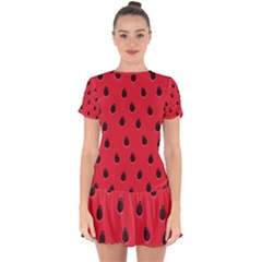 Seamless Watermelon Surface Texture Drop Hem Mini Chiffon Dress by Nexatart