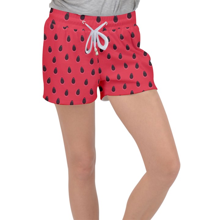 Seamless Watermelon Surface Texture Velour Lounge Shorts