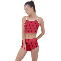 Seamless Watermelon Surface Texture Summer Cropped Co-ord Set