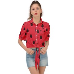 Seamless Watermelon Surface Texture Tie Front Shirt  by Nexatart