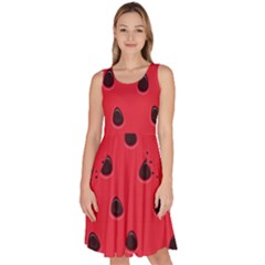 Seamless Watermelon Surface Texture Knee Length Skater Dress With Pockets by Nexatart