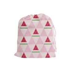 Seamless Pattern Watermelon Slices Geometric Style Drawstring Pouch (large) by Nexatart