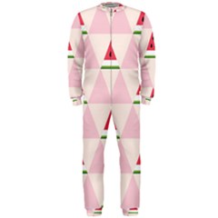 Seamless Pattern Watermelon Slices Geometric Style Onepiece Jumpsuit (men) 