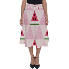 Seamless Pattern Watermelon Slices Geometric Style Perfect Length Midi Skirt by Nexatart