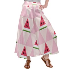 Seamless Pattern Watermelon Slices Geometric Style Satin Palazzo Pants by Nexatart