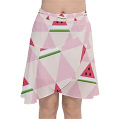 Seamless Pattern Watermelon Slices Geometric Style Chiffon Wrap Front Skirt by Nexatart