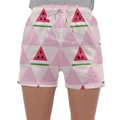 Seamless Pattern Watermelon Slices Geometric Style Sleepwear Shorts by Nexatart