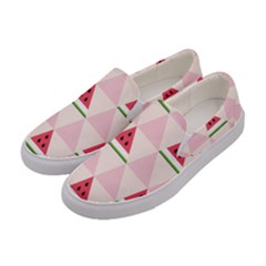 Seamless Pattern Watermelon Slices Geometric Style Women s Canvas Slip Ons by Nexatart