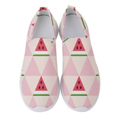 Seamless Pattern Watermelon Slices Geometric Style Women s Slip On Sneakers by Nexatart