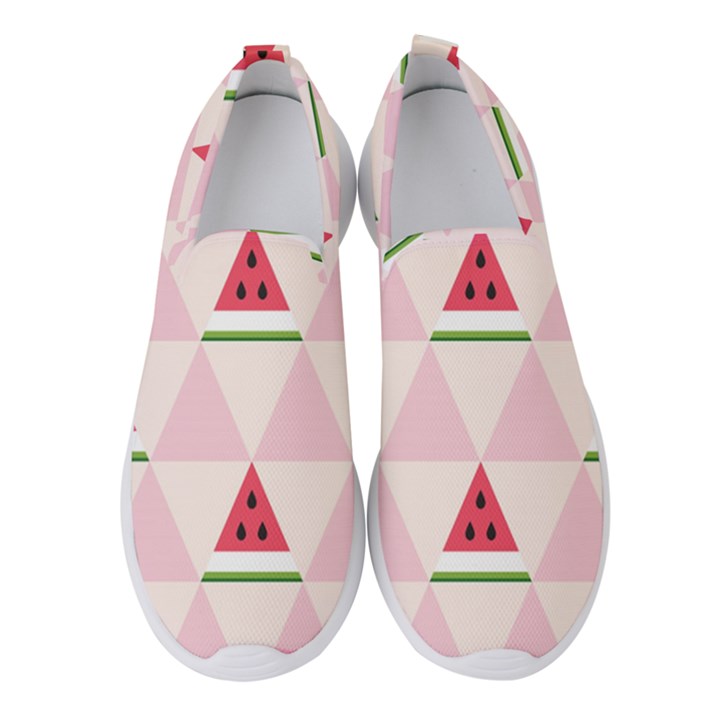 Seamless Pattern Watermelon Slices Geometric Style Women s Slip On Sneakers