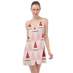 Seamless Pattern Watermelon Slices Geometric Style Summer Time Chiffon Dress by Nexatart