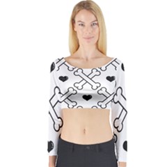 Dog Bone Seamless Pattern Heart Valentine Long Sleeve Crop Top by Nexatart