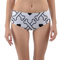 Dog Bone Seamless Pattern Heart Valentine Reversible Mid-waist Bikini Bottoms by Nexatart